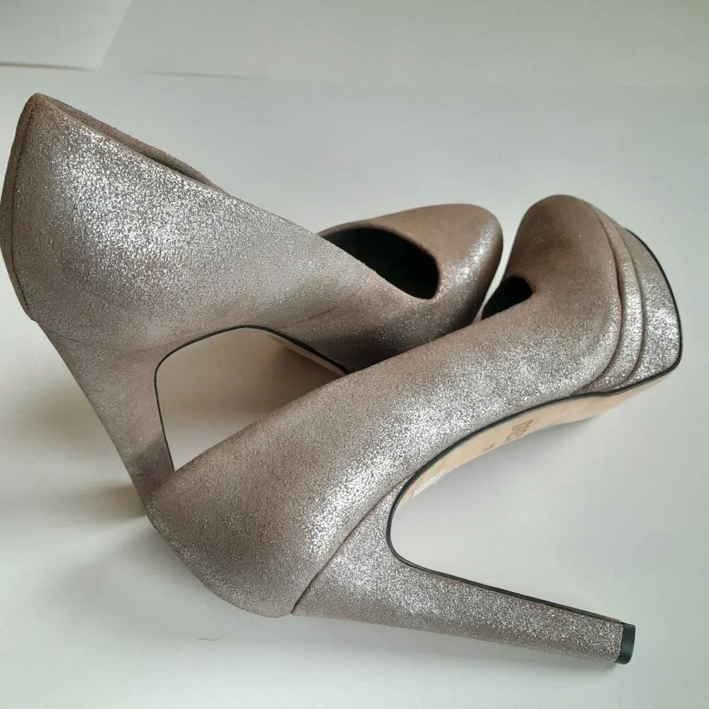 Diesel Women’s 'Melrose' Ashly Platform Leather Heels Brown/Silver Size 7